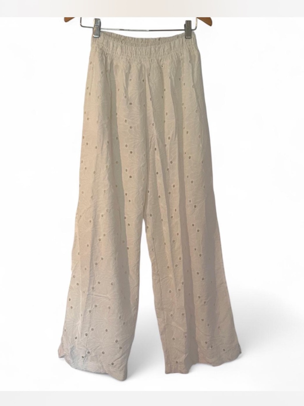 Ocean Drive Cream Eyelet Wide-Leg Pants